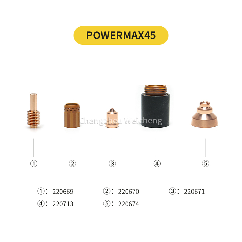 Bocal do eletrodo 220669 Powermax45 220671 Protetor 220673 220674 Tampa de retenção 220713