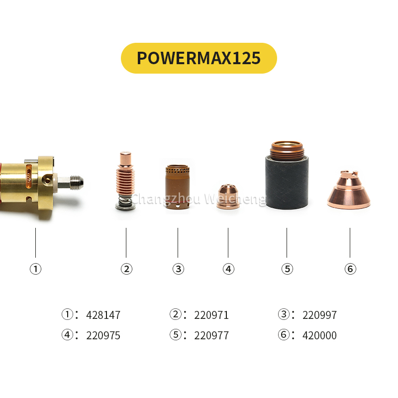 Bocal de eletrodo de plasma Powermax125 220971 220975 420169 Escudo 220976 420000 Tampa de retenção 220977 