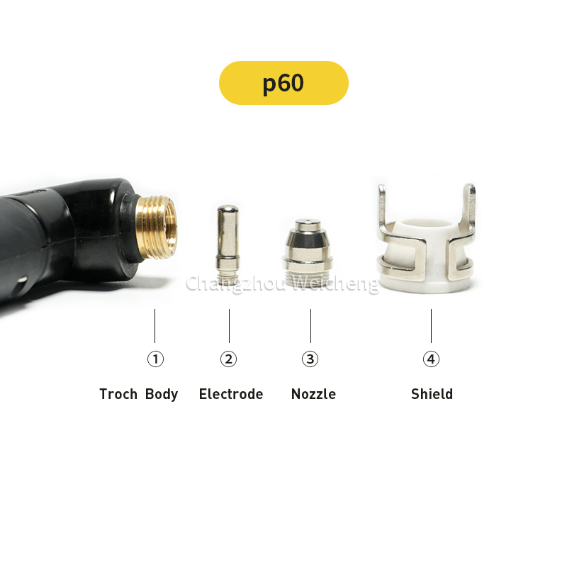 Protetor consumível do bocal do elétrodo da tocha de corte do plasma para P60 